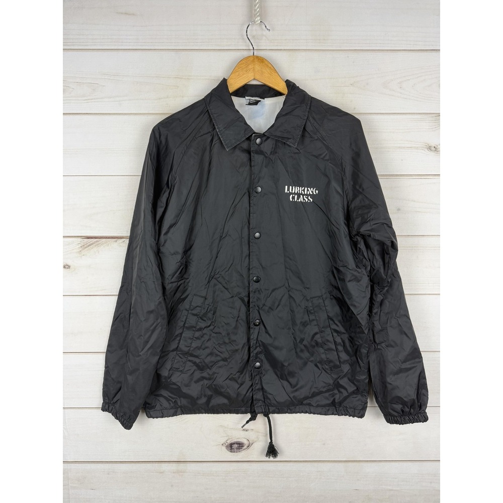 Lurking Class Jacket Mens Small Black Nylon Coaches Windbreaker Skull Graphic